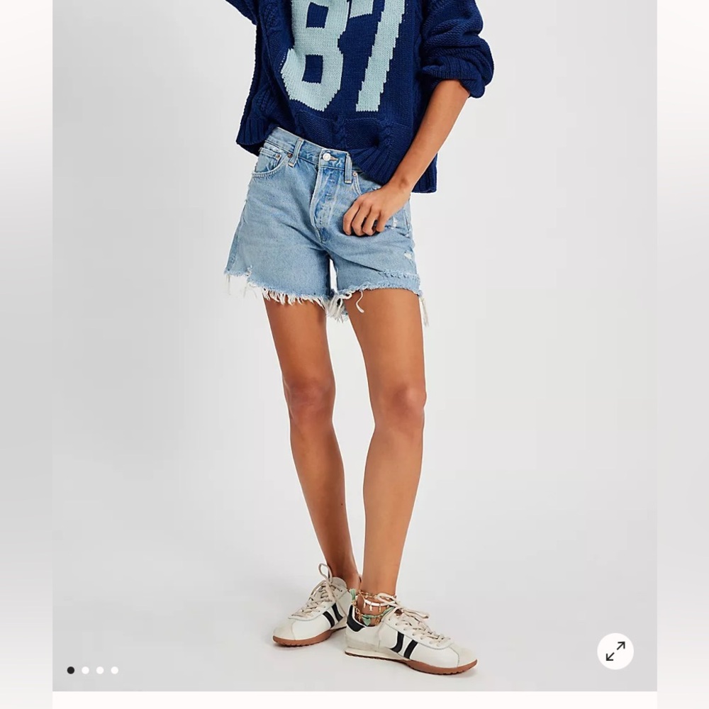 Agolde Parker Frayed Hem Light Blue Jean Shorts